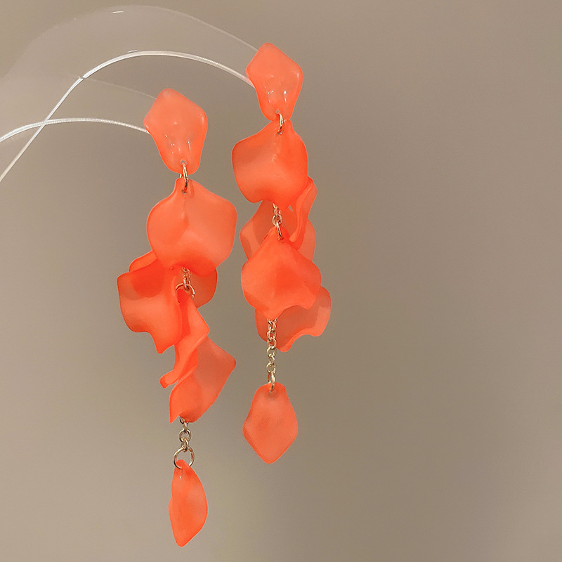 Pendientes de borla de flor de acrílico con aguja de plata Pendientes de temperamento fresco pequeño transfronterizo Pendientes de moda de alta gama Mujeres