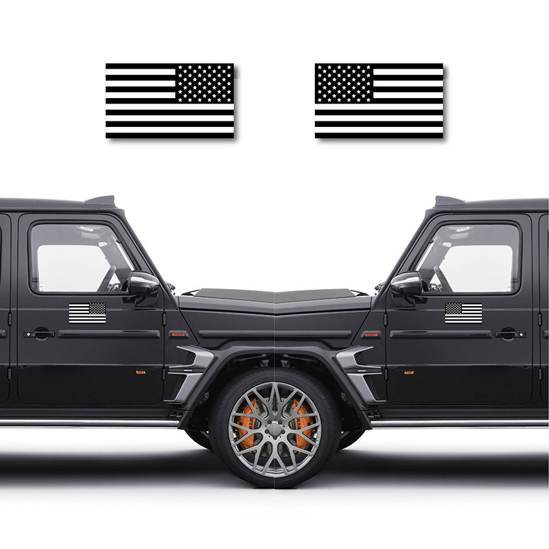 Equipo de montar calma bandera americana calcomanías coche plata con fantasma sombra negro impreso pegatinas reflectantes par