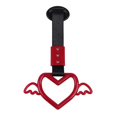 Cross-border Explosions Paste Car Decoration Pull Ring Small Wings Love Car Handle Hanging Decoration JDM Modification (Car hanging) - red-black-strap