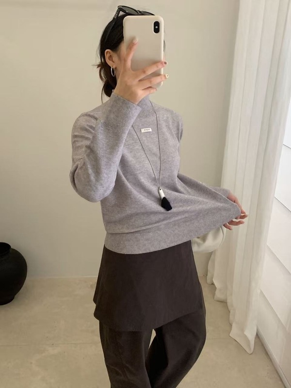 韩系秋冬新款多巴胺色系亲肤绒无缝一体中领针织打底衫女亲肤套衫|undefined
