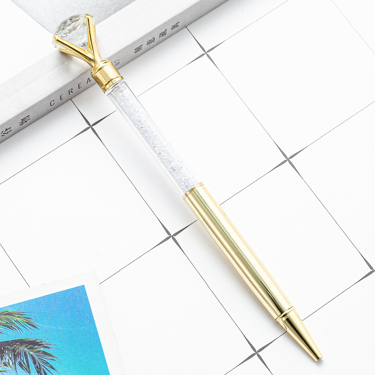 Bolígrafo de diamante de cristal grande con diamantes rotos bolígrafo coreano bonito bolígrafo de regalo de metal para chicas de alto valor