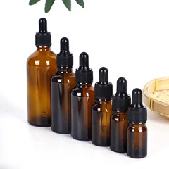 厂家直供5ml-100ml茶色精油瓶 塑料圈滴管瓶避光化妆品分装小样瓶