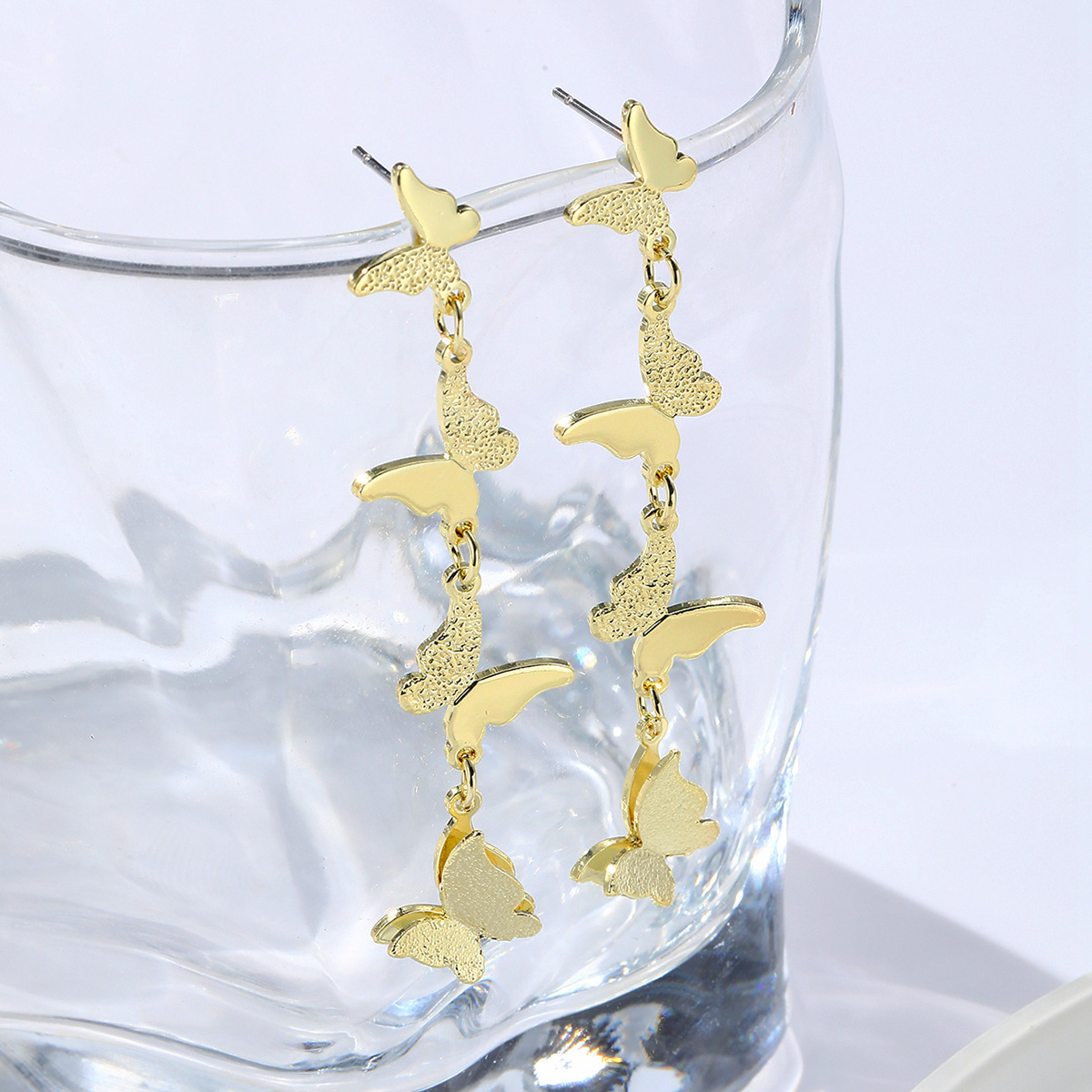butterfly earrings Summer long exaggerated large cross border earrings High grade metal oil drop butterfly earrings_voghion.com