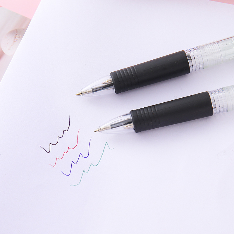 Bolígrafo creativo de cuatro colores Bolígrafo multicolor de prensa Bolígrafo de aceite de color rojo, negro y azul para el aprendizaje empresarial de oficina multifuncional