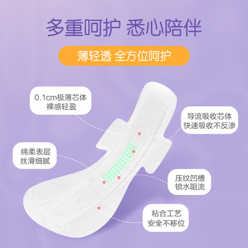 Anko New Daily Sanitary Pads Night Use Menstrual Pads Breathable Sweet Sleep Soft Silk Thin Classic Series Bulk negotiable