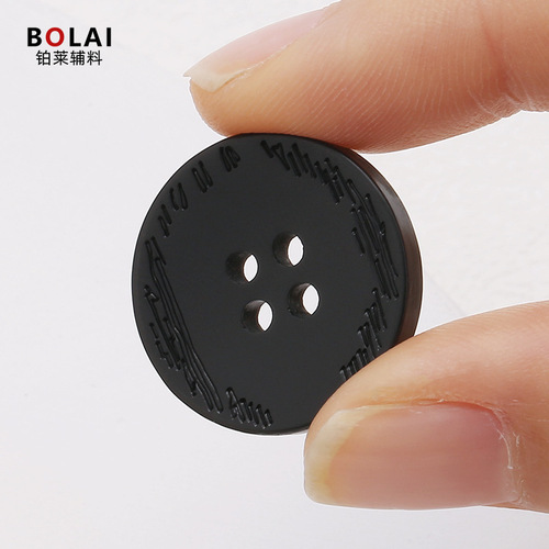 Black round windbreaker coat button suit jacket hand-sewn four-eye button workwear sweater resin button