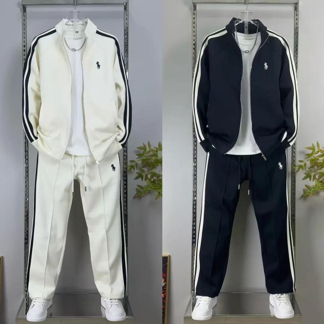 Cross-border 2026 New Men's Stand Collar Sports Suit Jacket Two-Piece Sports Set Casual Trendy Light Luxury Versatile Style