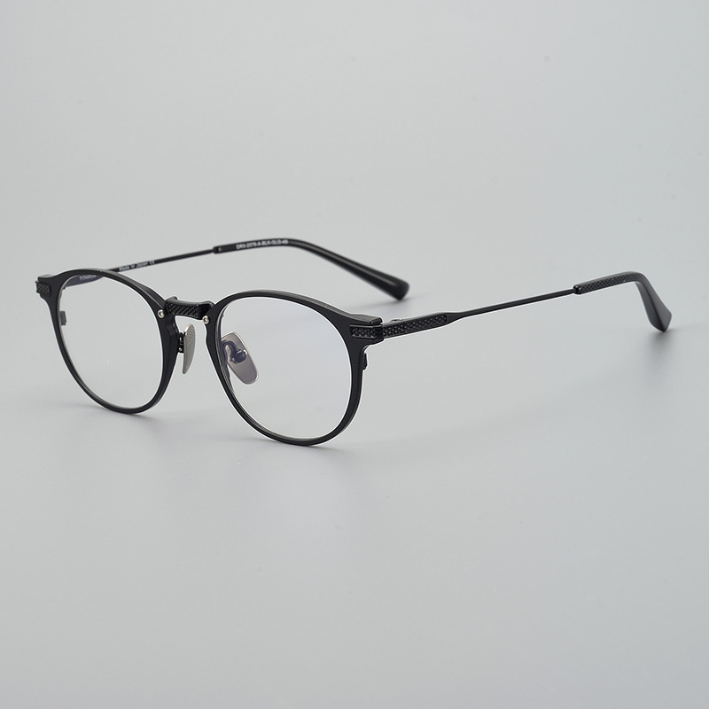 Versatile Minimalist New Pure Titanium Eyeglass Frames, Popular Online, Retro Business Style, Unisex, Round, Ultra-light, Suitable For_voghion.com