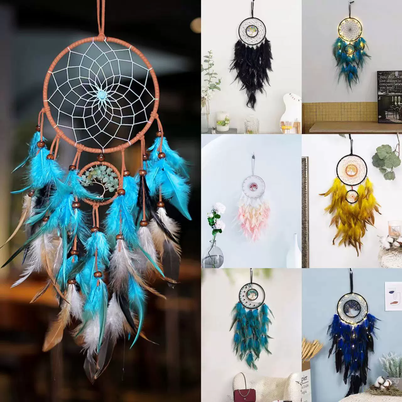 Древо жизни колокольчик гравийный кулон маленькое свежее девчачье сердце лесное перо кулон спальня оконный порог креативное украшение