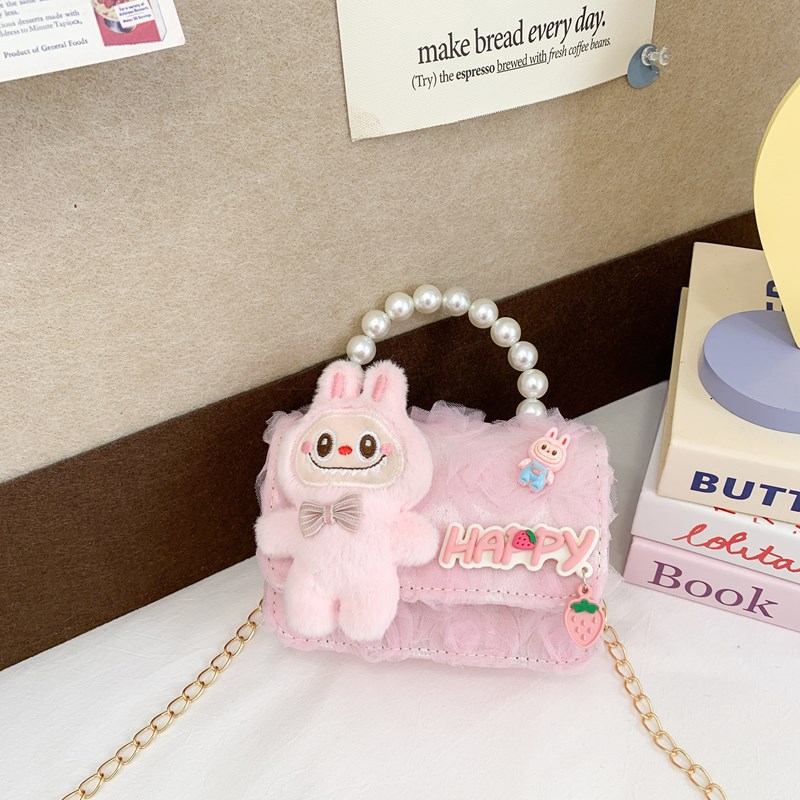 Nuevo bolso para niños, bolso de perla de princesa de dibujos animados, lazo lindo, bandolera para niñas, monedero