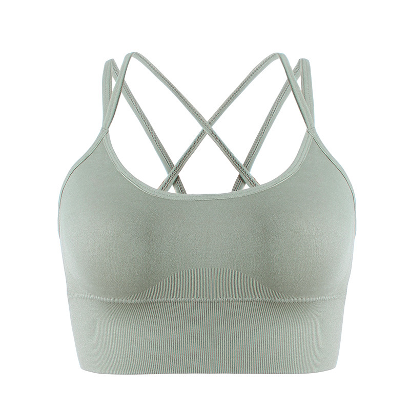 Europa y América Correa delgada Cruz espalda inalámbrica deportes sujetador rápido-secado a prueba de golpes fitness Plus tamaño yoga deportes ropa interior para mujeres