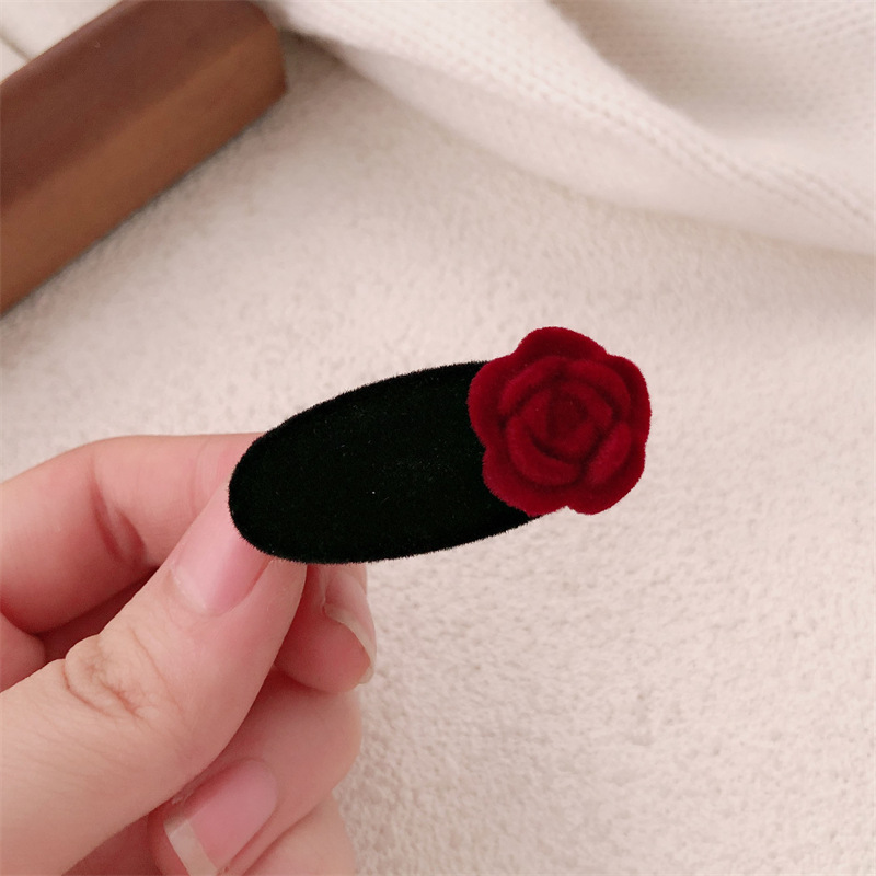 Clip de boca de pato perla roja de alta calidad Clip lateral de terciopelo rosa flequillo clip para el cabello roto tocado horquilla accesorios para el cabello