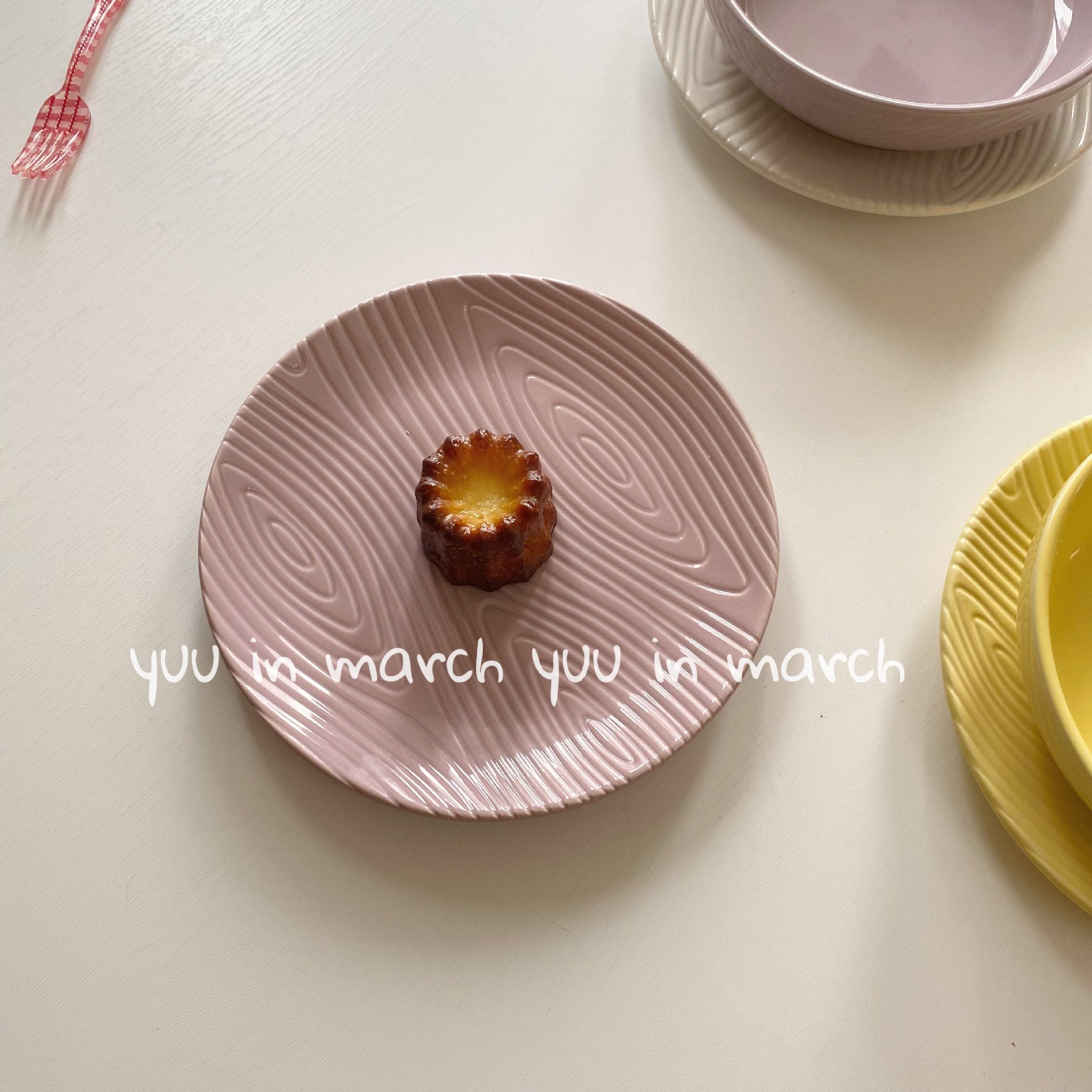 핑크와 퍼플 디너 플레이트 8inch