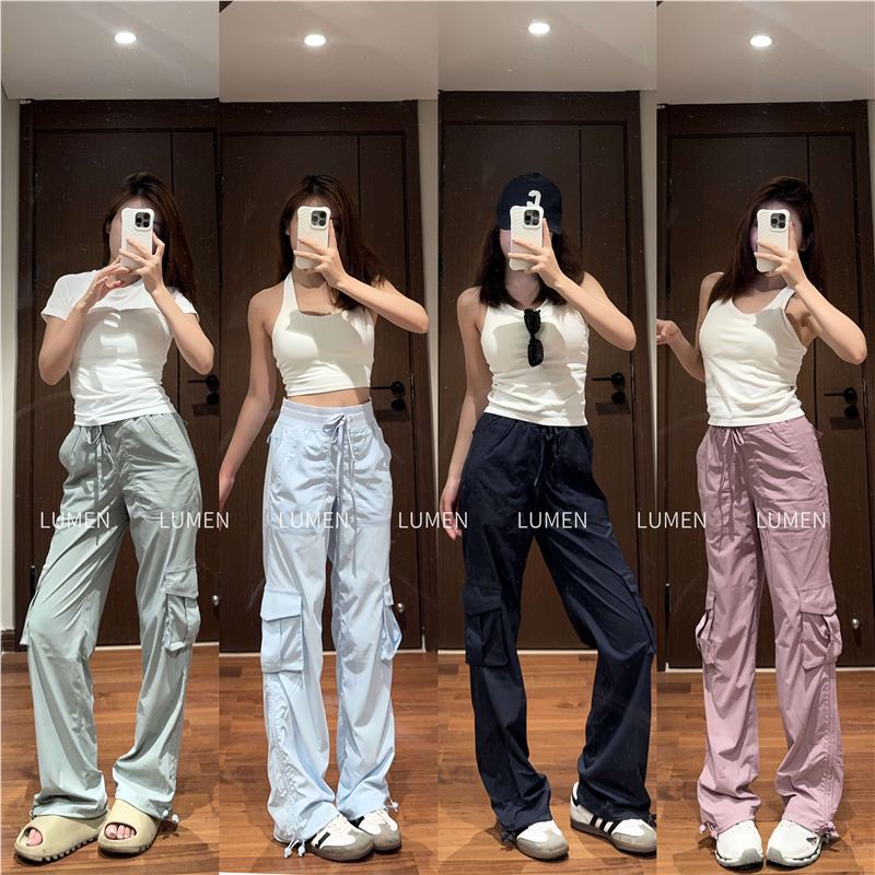 25 New Colors Luqi Lulu Slimming Quick-Dry Waterproof Lightweight Multi-Pocket Cargo Pants Magic Pants Sports Straight Pants for Women