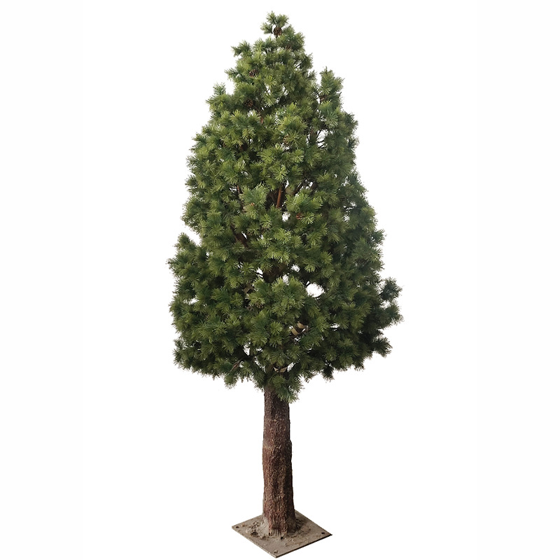 Simulación de pino de bienvenida Podocarpus, gran árbol, decoración de interiores, paisajismo, hermoso, gran paisaje de hotel, decoración de árboles falsos