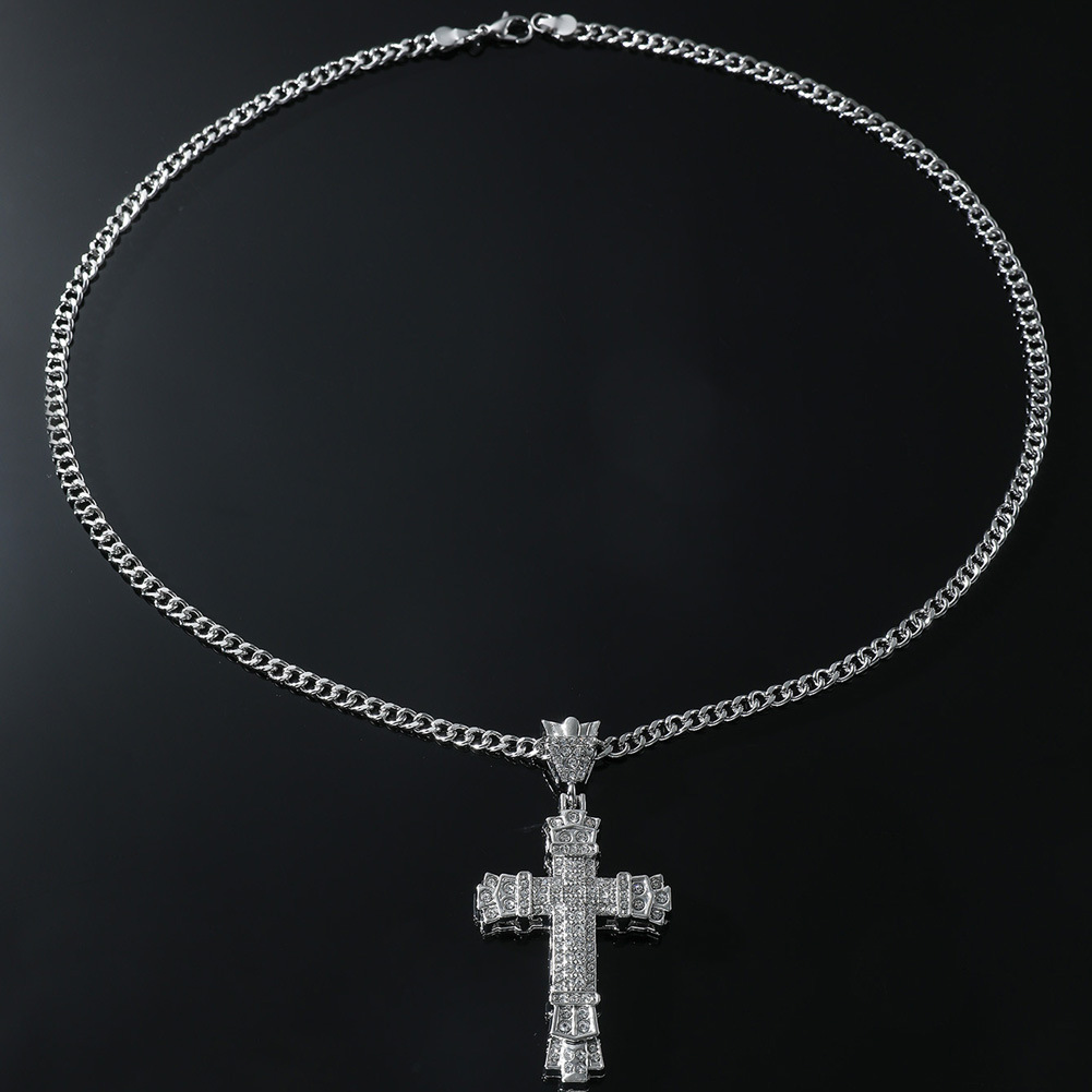 Men'S Gender Plating, Inlay Design Hip-hop Cross Alloy Plating Inlay Zircon Men's Pendant Necklace