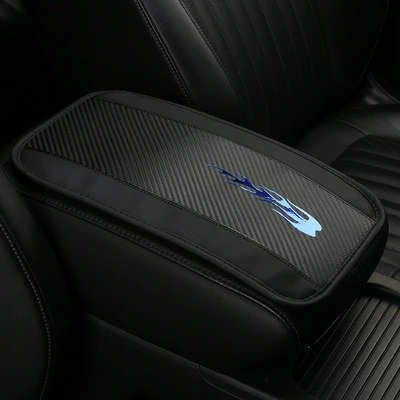 Armrest box pad, Armrest Box Pad Cross-Border Manufacturer - black-blue-logo