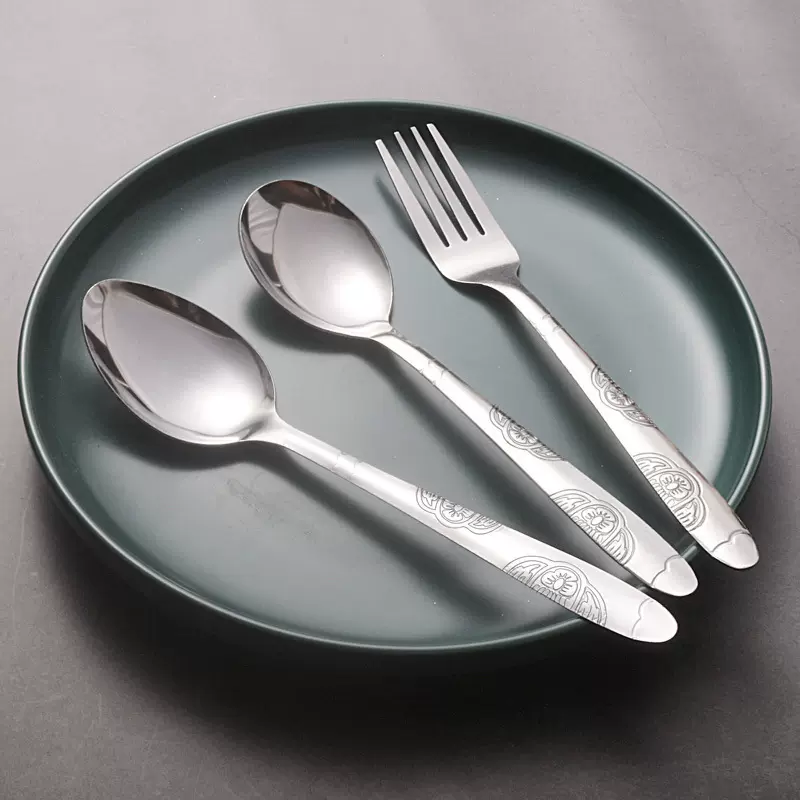 创意花纹不锈钢勺叉蝴蝶纹勺叉水果叉小勺子餐具一元店货源小礼品