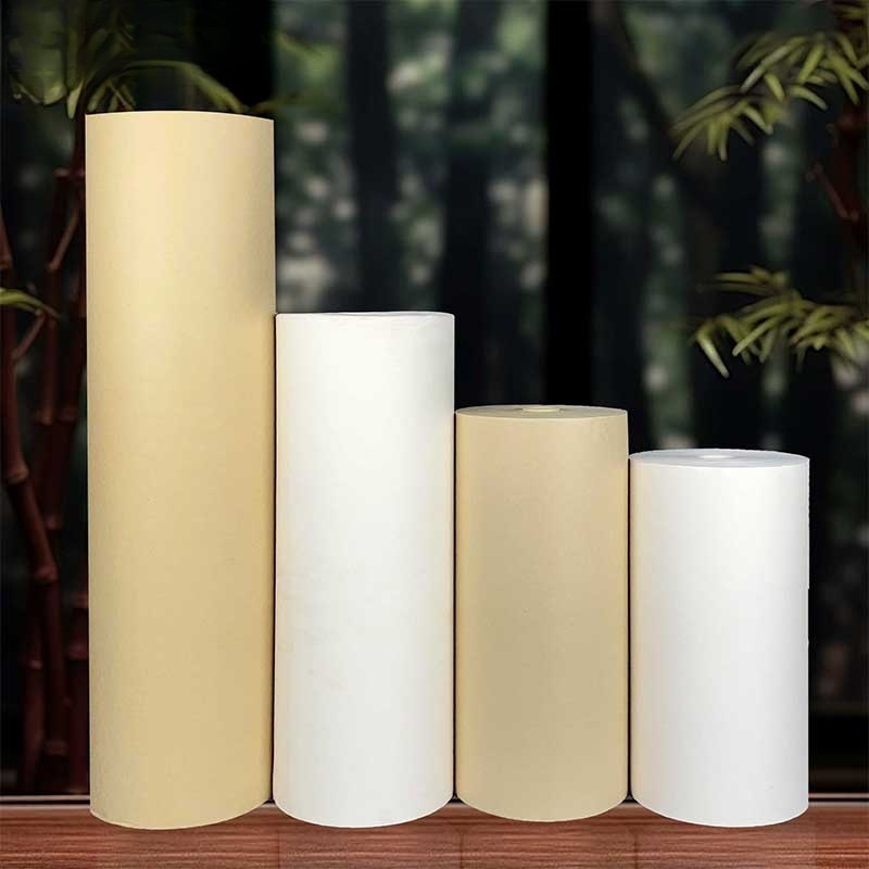 加厚100米仿古宣纸长卷百米生宣纸黄色半生半熟国画毛笔书法作品