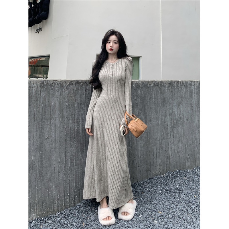 (2개) 가을과 겨울 2024 새로운 프랑스 스타일 우아한 블랙 롱 원피스 베이스 스웨터 원피스 어린이 작은 니트 원피스