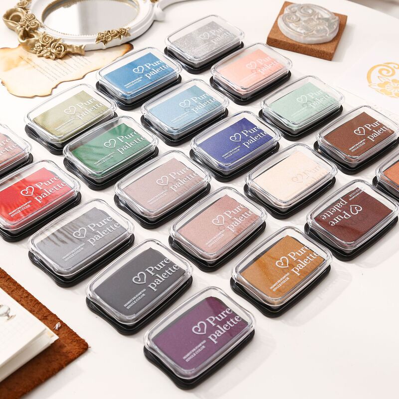 Retro color hand-account printing table concave waist color DIY children's finger painting seal rubber stamp diary ink pad 20 colors