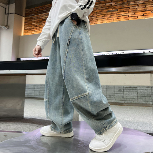 Boy's Spring and Autumn Loose Fit 2025 Middle and Large Children's Casual Korean Style Straight Leg Pants Stylish Children's Pants