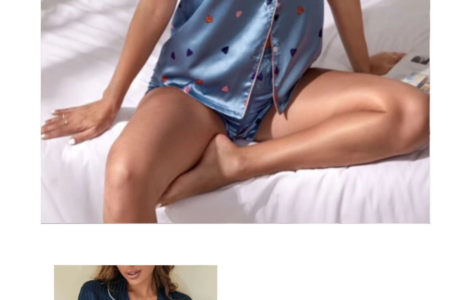 Polyester Fabric Type Shorts Sets Sets Type Women's Fashion Stripe Heart Shape Polyester Satin Shorts Sets