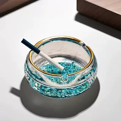 Car ashtray | Gold Foil Turquoise Ashtray