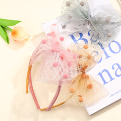 Korean Children's Hairband Net Fabric Pom-Pom Butterfly Bow Princess Headband for Girls Toddlers Baby Cute Hair Accessories Wholesale