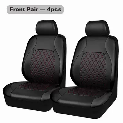 Cross-Border Foreign Trade Car Seat Covers Made of Leather, a Popular Model Suitable for All Seasons, Suitable for Five-Seater Models (Seat cushion, seat cover) - black-and-red-line-4-piece-set