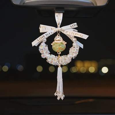 Pendant Rearview Mirror Hanging Ornament with Car hanging - splendid-lily-of-the-valley-pendant-white-lucky-bag-style