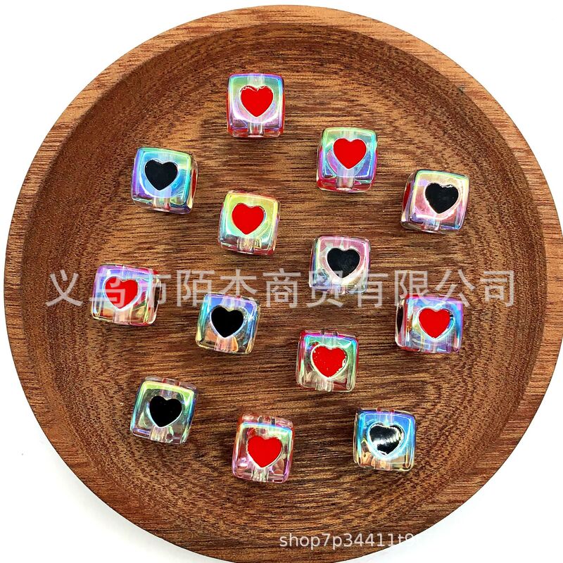 アクリル透明 2 色ラブダイスビーズ DIY ジュエリールースビーズアクリルスクエアオイルドリップメッキカラースクエアビーズ|undefined