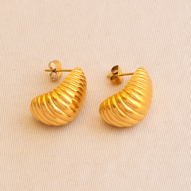 1 Paire Style Ig Géométrique Placage Acier Au Titane Plaqué Or 18k Boucles D'oreilles display picture 3