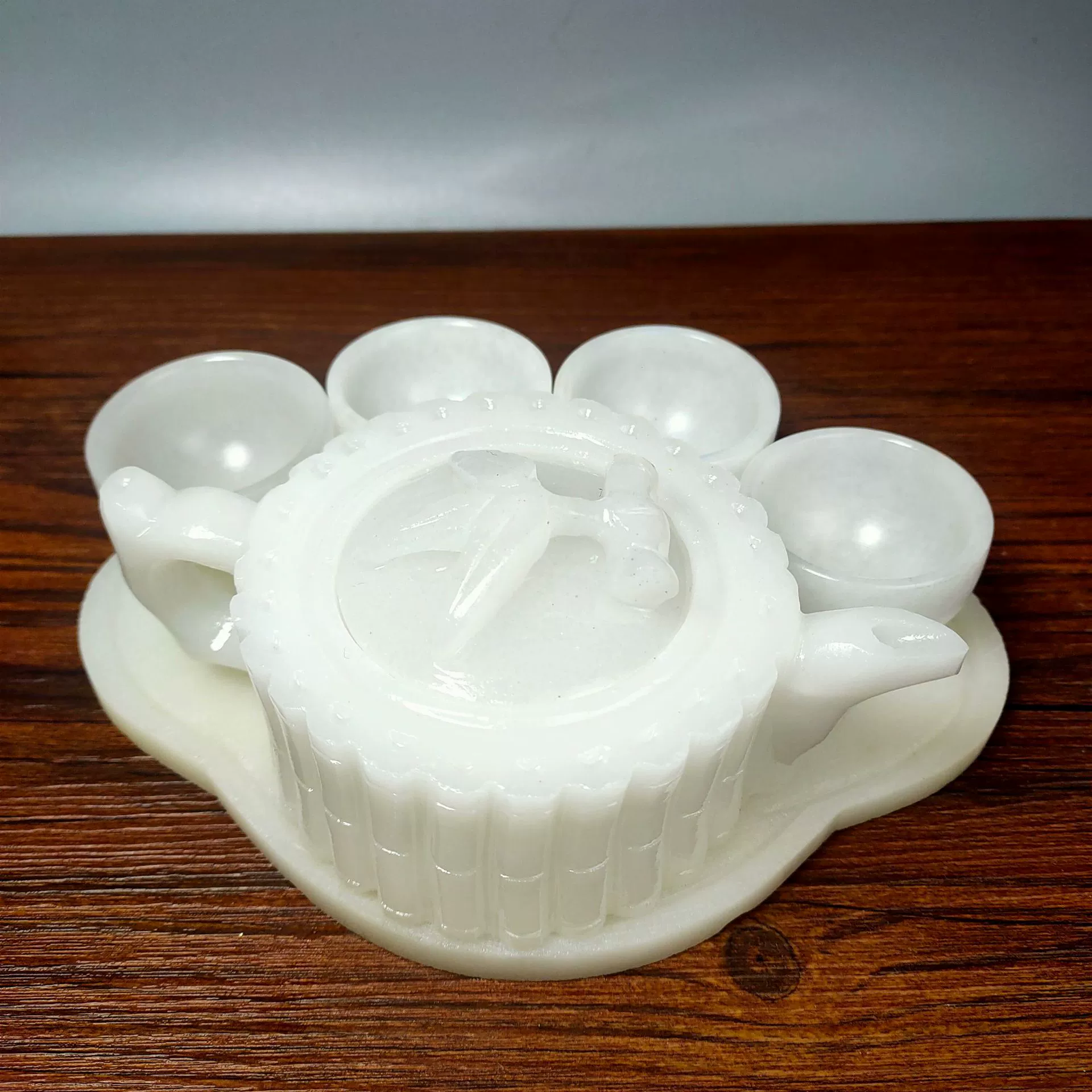 Tea set white jade, teapot, high-end tea cup, Birthday gift
