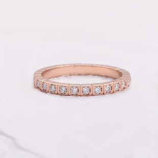 Cross-border New Square Row Ring Ring Women's Cultivation Diamond 18K Rose Gold Simple Elegant Couple Row Row Ring