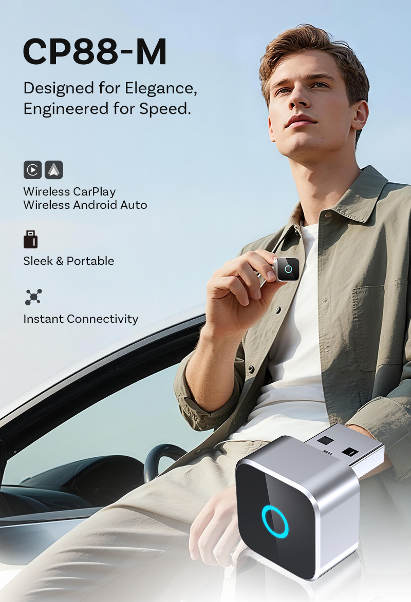 Cross-Border New Product Metal Mirror Carplay Adapter Carplayandroip Auto Two-In-One Adapter