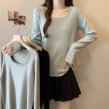 大码女装2025秋季新款胖MM韩版时尚百搭宽松显瘦U领打底毛衣上衣