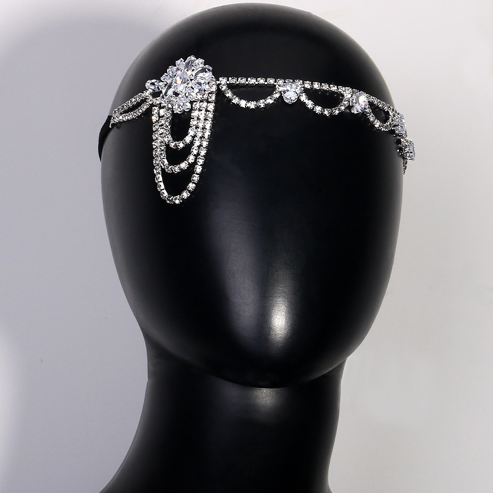 Tocado de novia exagerado europeo y americano, diadema de diamantes de imitación con flecos, sentido avanzado