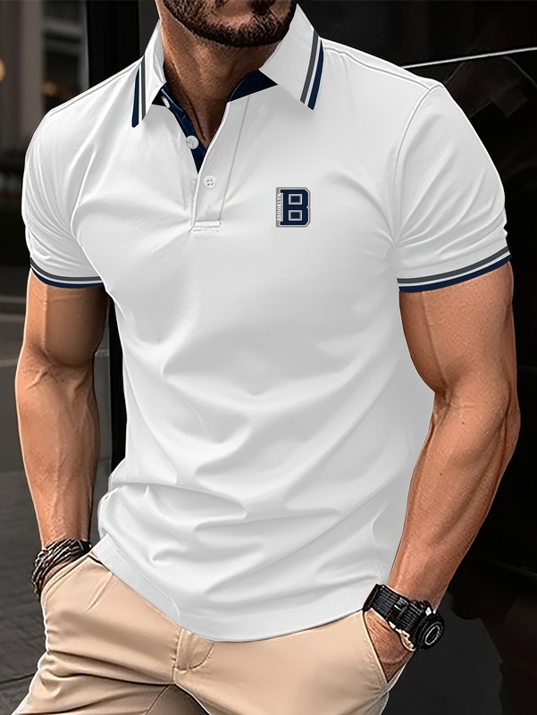 2025欧美跨境独立站夏季男式拼色3D印花短袖纽扣翻领休闲Polo衫无|undefined