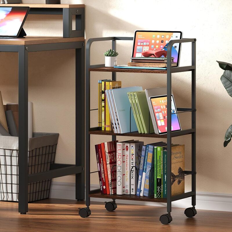 Amazon Three-Layer Wheeled File Cart Art Supplies Storage Rack Binder and Laptop Storage Rack