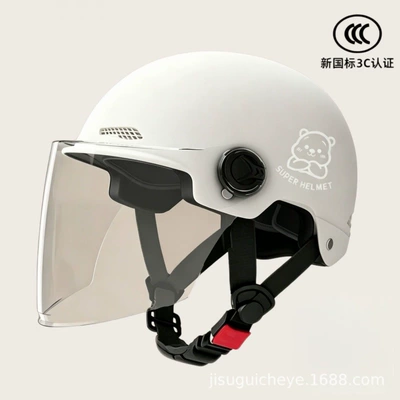 helmet, unisex electric scooter helmet, Motosiklet kaskı (dəbilqə) - white-transparent-long-mirror-silver-white-bear