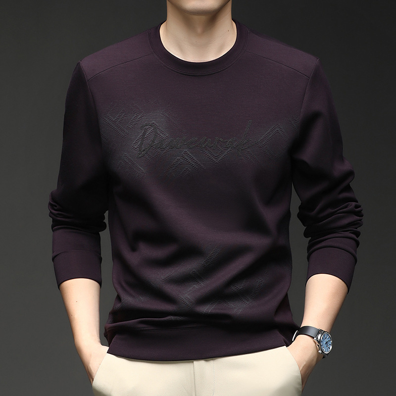 Fashionable Casual Men's Sweatshirt Autumn and Winter New Style Young and Middle-Aged Long-Sleeved Round Neck Loose Sports Bottoming Shirt Men's T-Shirt