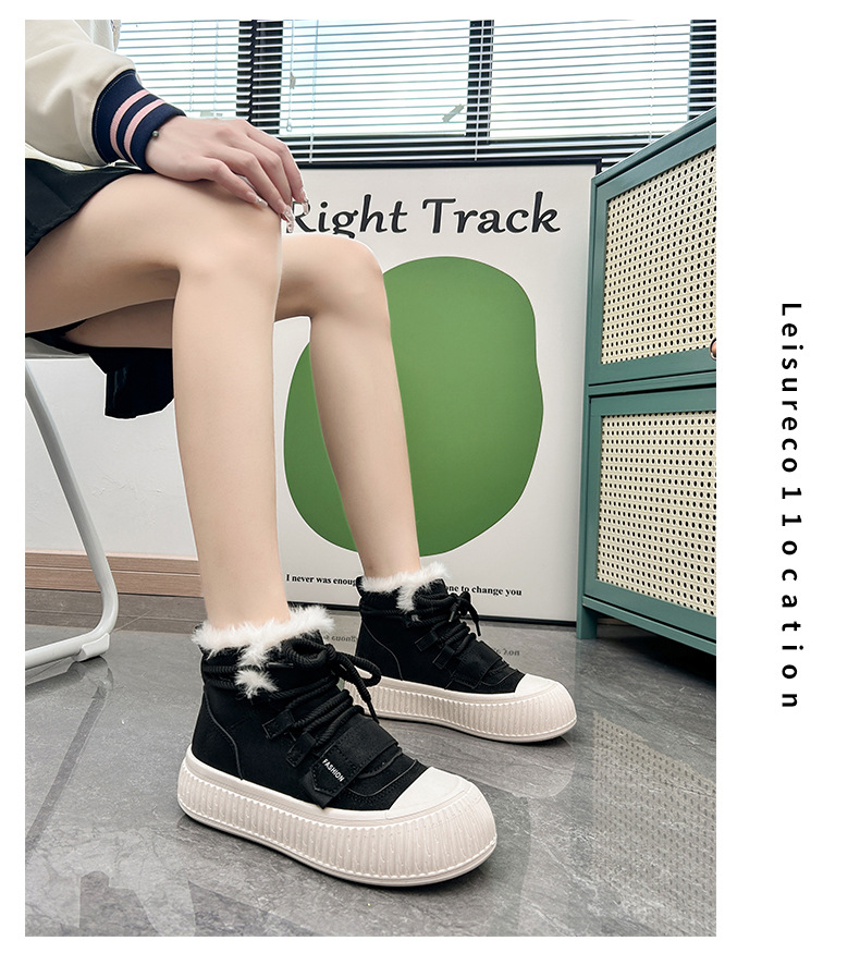 High Top Shoes for Women 2023 Winter New Cashmere and Thick All The Students Cotton Shoes Tide Ins Platform Casual Shoes_voghion.com