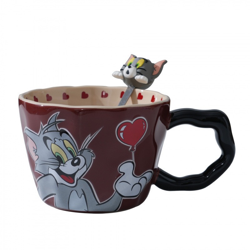 Gato y ratón tazas de oficina tazas de agua tazas de café tazas de desayuno tazas de cumpleaños caseras tazas de cerámica de orejas grandes