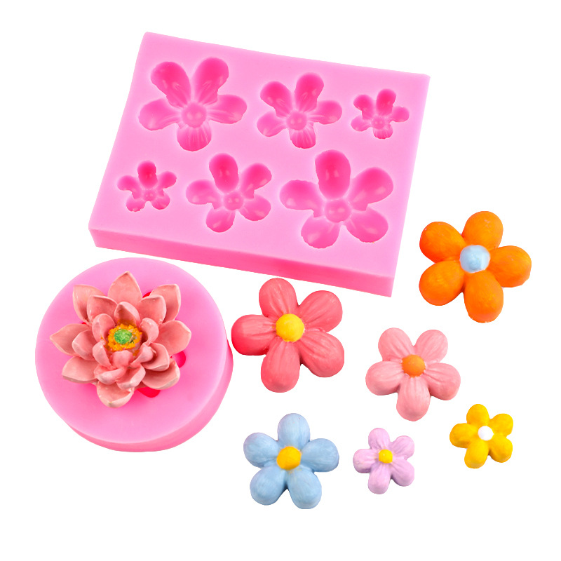 Die hecho a mano flor de loto molde de silicona fondant chocolate decoración de pastel pudín yeso epoxi molde de silicona