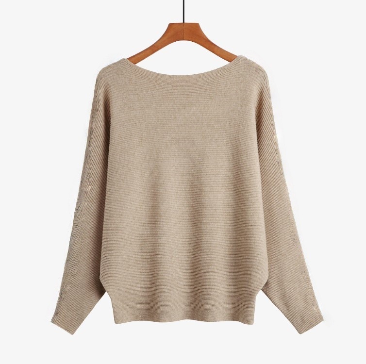 アマゾンの起爆女性の一字襟コウモリのセーターのねじが高くて、怠惰な上着と太っている