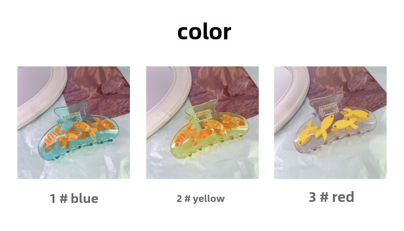 Advanced Sense Fun Goldfisch-Tank-Clip Nischendesign Niedliche Goldfisch-Essigsäure-Haarnadel Mittlerer Hai-Clip Haar-Accessoires_voghion.com