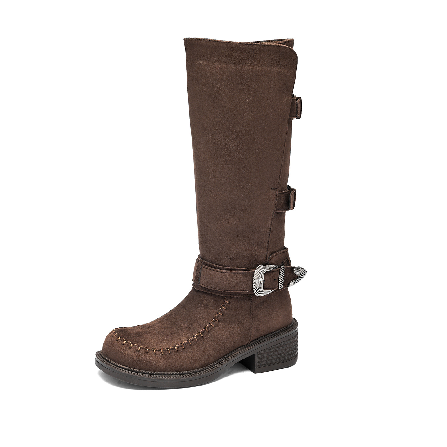 Auge Shi Deng botas marrones mujeres 2025 nuevo otoño invierno Xinjiang turismo occidental botas botas caballero botas image 5