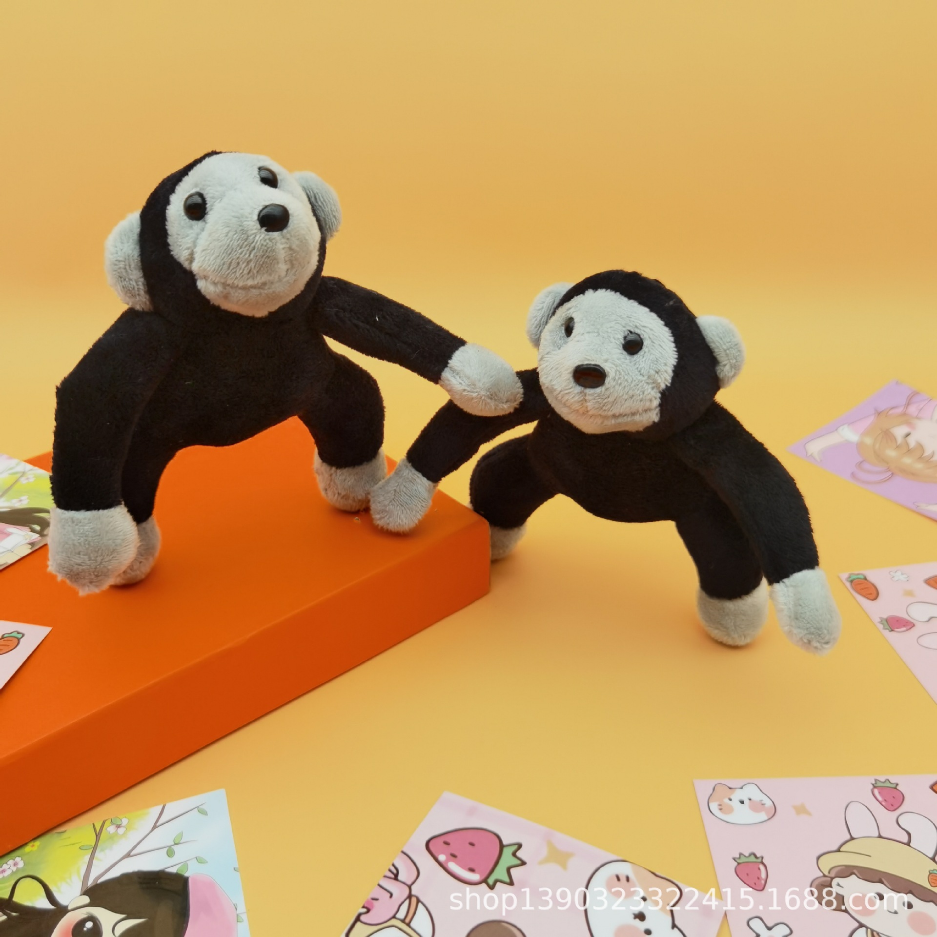 Creativo brazo largo diamante chimpancé colgante llavero muñeca mochila adornos pequeño regalo al por mayor