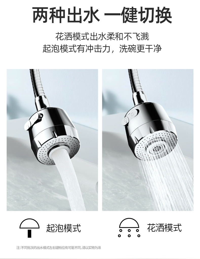 The kitchen faucet connector can be used for universal shower heads, sink washbasins, splash-proof heads, universal extenders and pressure-increasing gadgets undefined